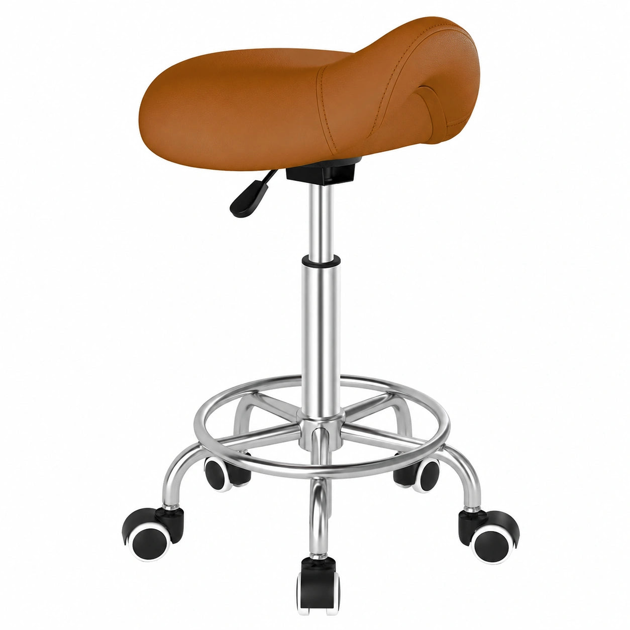 Ergonomischer Drehhocker mit Sattelsitz, h?henverstellbar, für Medizin, Massage und Büro (Braun)