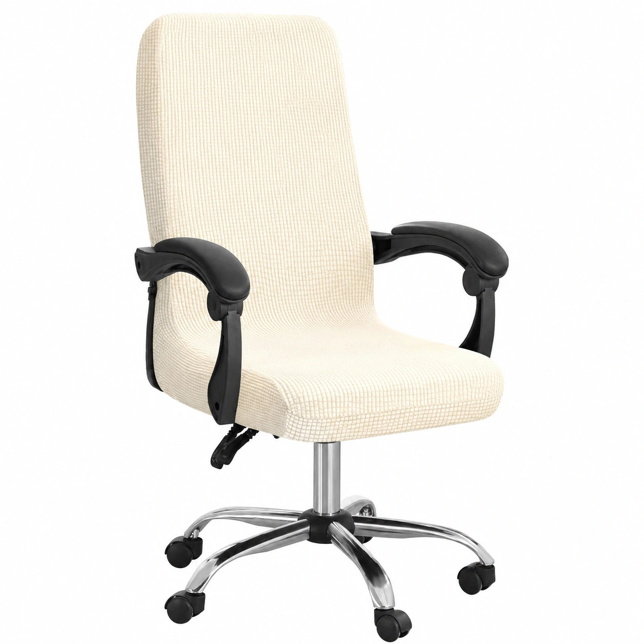 Elastischer Bezug für Drehstuhl - Abnehmbarer, Moderner Hussenüberzug in Maisleder Beige