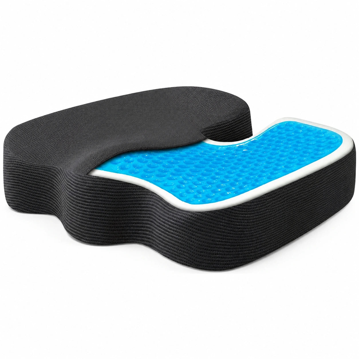 Ergonomisches Memory-Foam Sitzkissen für Büro und Zuhause - Linderung von Ischias- und Rückenschmerzen, rutschfest, waschbar, tragbar - Arctic Schwarz