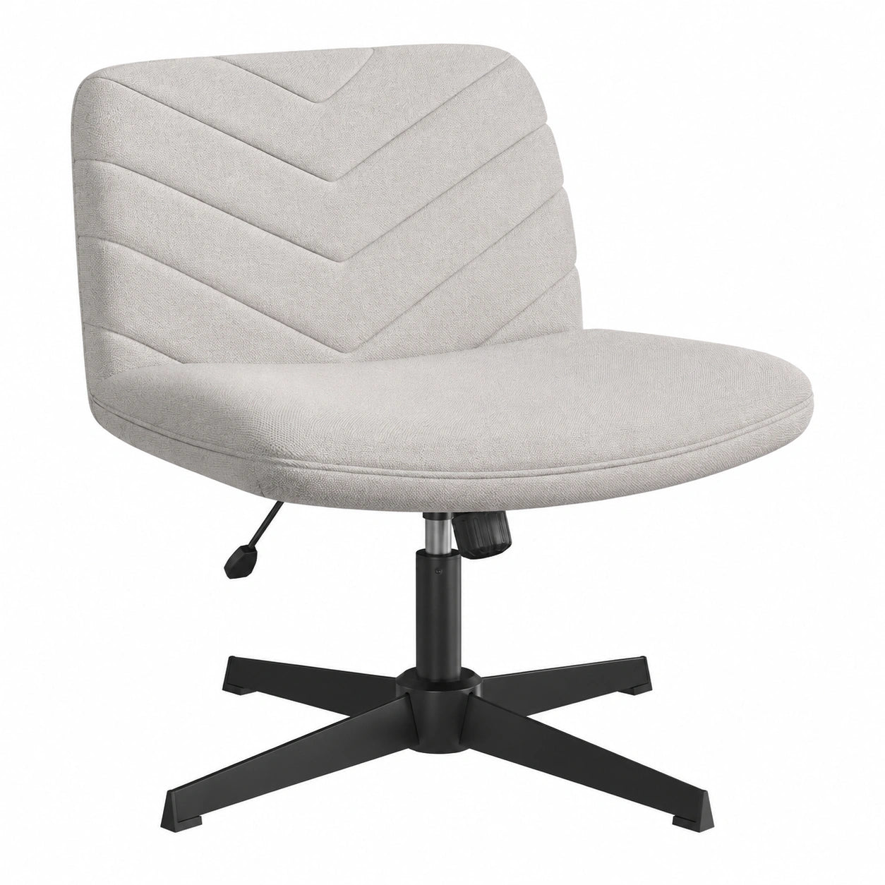 Ergonomischer Drehstuhl in Leinenoptik, Breite Sitzfläche, Höhenverstellbar, Hellgrau