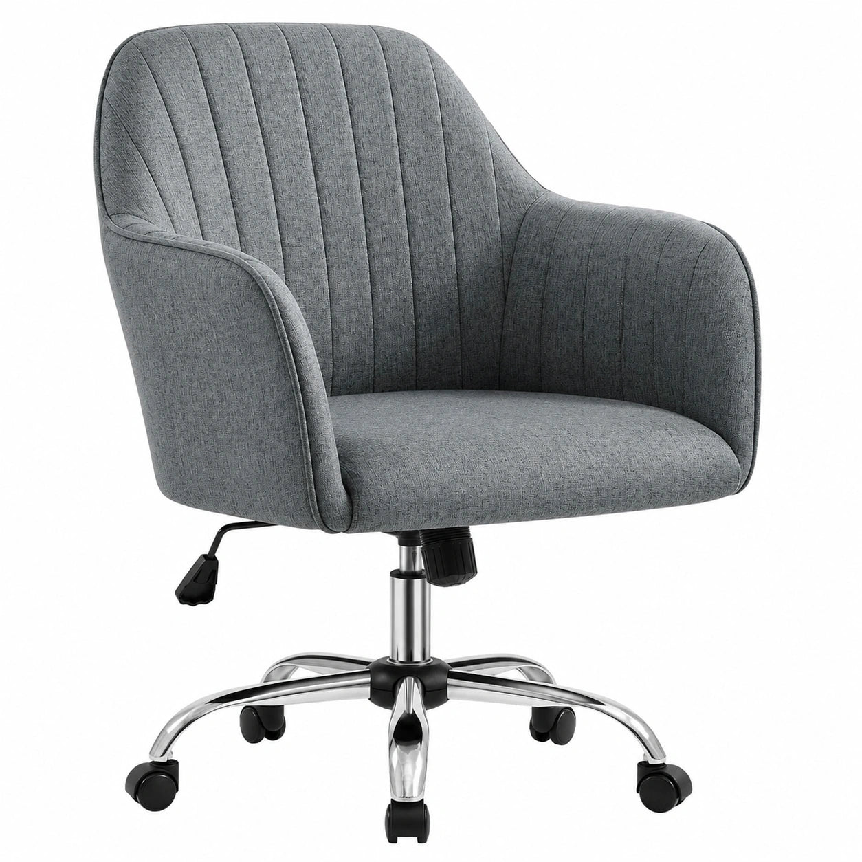 Ergonomischer Bürostuhl aus Baumwollmischung, Höhenverstellbar mit Armlehnen, 136 kg Tragkraft, Dunkelgrau