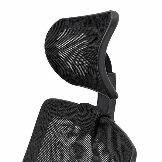 Ergonomische Kopf- und Rückenstütze für Bürostühle, Verstellbar mit Drehgelenk, Ideal für Chefsessel, Schwarz, 2,2 cm Clips