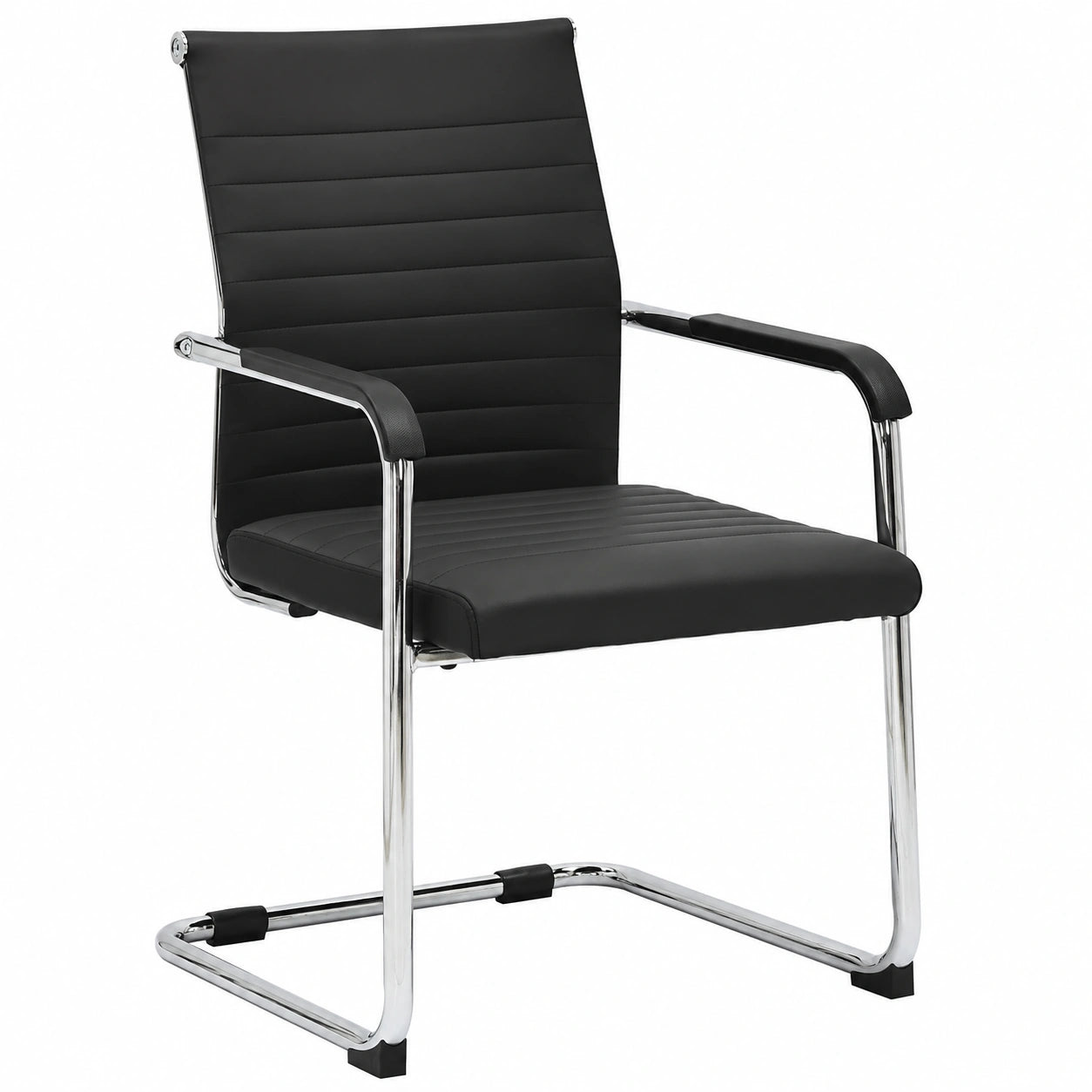 Ergonomischer Bürostuhl Hakon mit Armlehnen, Freischwinger, verchromtes Gestell, Schwarz