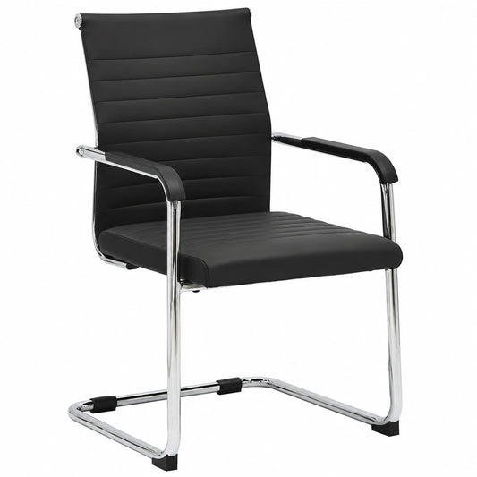 Ergonomischer Bürostuhl Hakon mit Armlehnen, Freischwinger, verchromtes Gestell, Schwarz