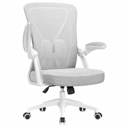 Ergonomischer Hinonde Bürostuhl mit Lordosenstütze, Verstellbare Höhe und Atmungsaktive Rückenlehne, Grauer Drehstuhl