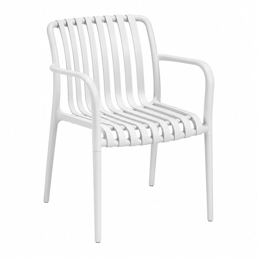 Stapelbare Gartenstühle im 2er-Set, Outdoor-Möbel in Wei? für Terrasse und Balkon