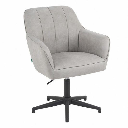 DUBI 2er Set Höhenverstellbare Esszimmerstühle, 360° Drehbare Konferenzstühle, Ergonomisch Gepolstert Grau mit Metallgestell