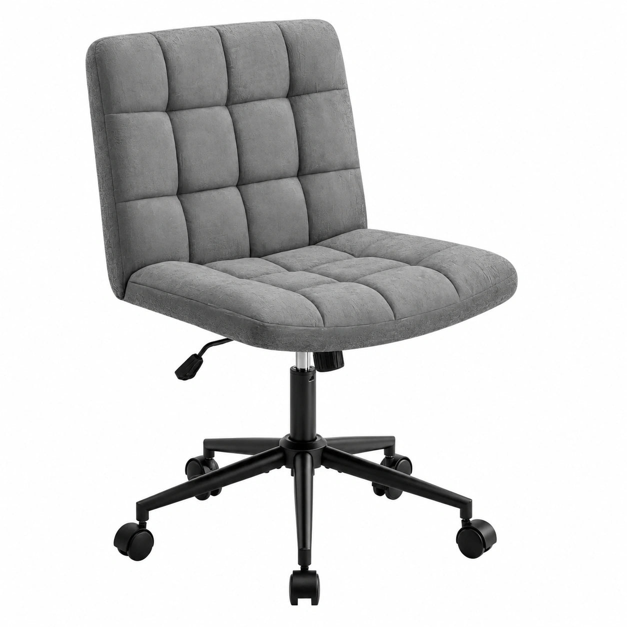 Ergonomischer Bürostuhl ohne Armlehnen, Höhenverstellbar, Breit und Bequem, Dunkelgrau