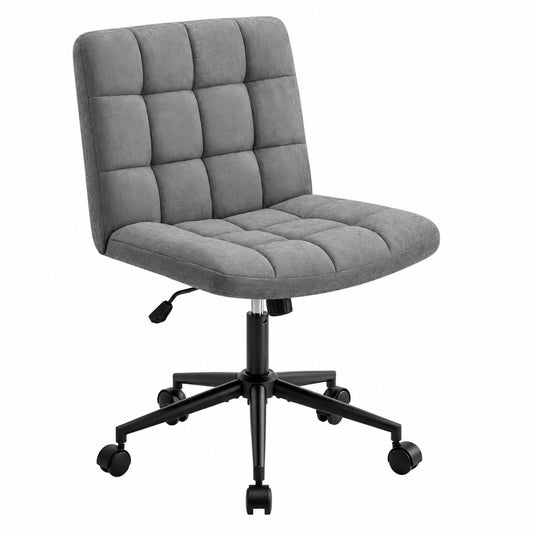 Ergonomischer Bürostuhl ohne Armlehnen, Höhenverstellbar, Breit und Bequem, Dunkelgrau