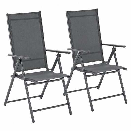 Calena Gartenstuhl Set, 2-teilig, Anthrazit – Verstellbar & Klappbar, Atmungsaktives Design