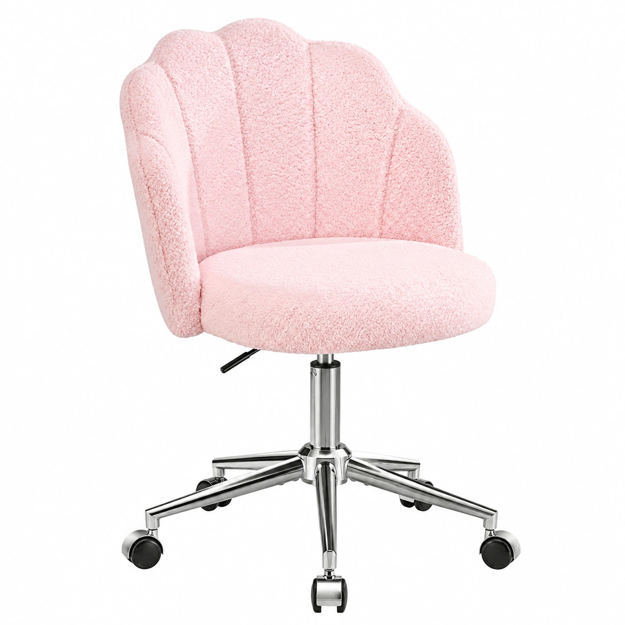 Höhenverstellbarer Schminktischstuhl für Mädchen, Drehbarer Muschelstuhl in Rosa für Schlafzimmer und Büro, Einfache Montage