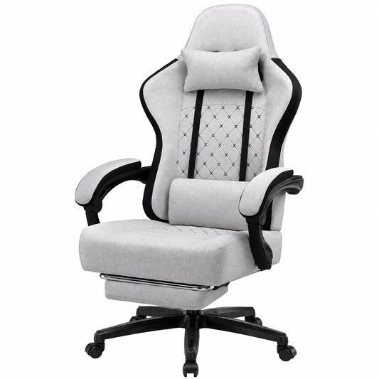 Ergonomischer Gaming-Stuhl mit Taschenfederkissen, bis 150kg belastbar, Büro- und Computerstuhl mit hoher Rückenlehne und Lendenstütze
