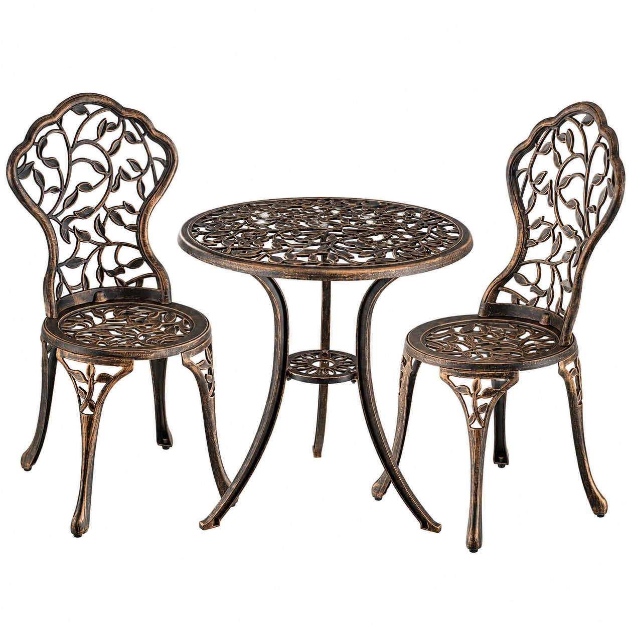 Bistro-Set aus Aluminium, 1 Tisch & 2 Stühle, Gartenm?bel für Balkon und Terrasse