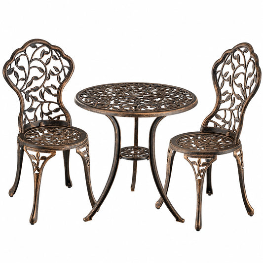 Bistro-Set aus Aluminium, 1 Tisch & 2 Stühle, Gartenm?bel für Balkon und Terrasse