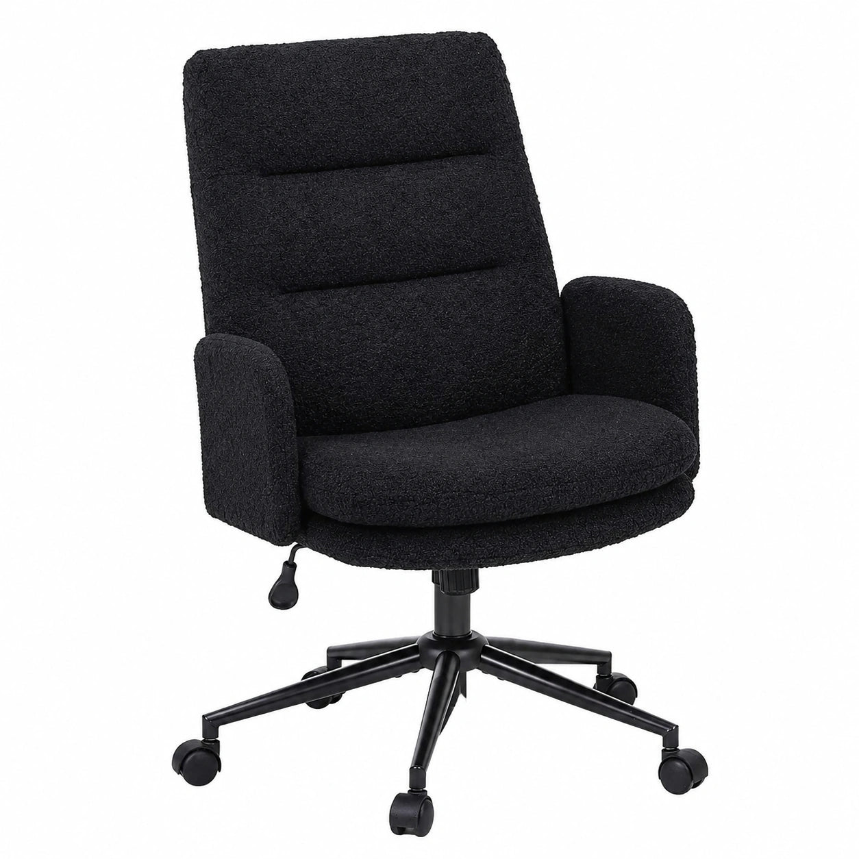 Ergonomischer Bürostuhl aus Kunstpelz, h?henverstellbarer Drehstuhl für Home Office, Schwarz