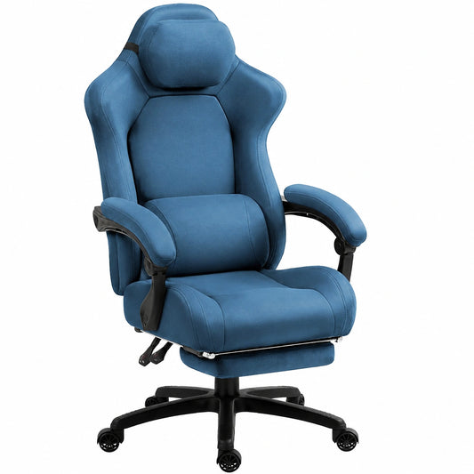 Ergonomischer Gaming-Stuhl mit Massagefunktion und verstellbaren Elementen, Mikrofaserbezug, Blau