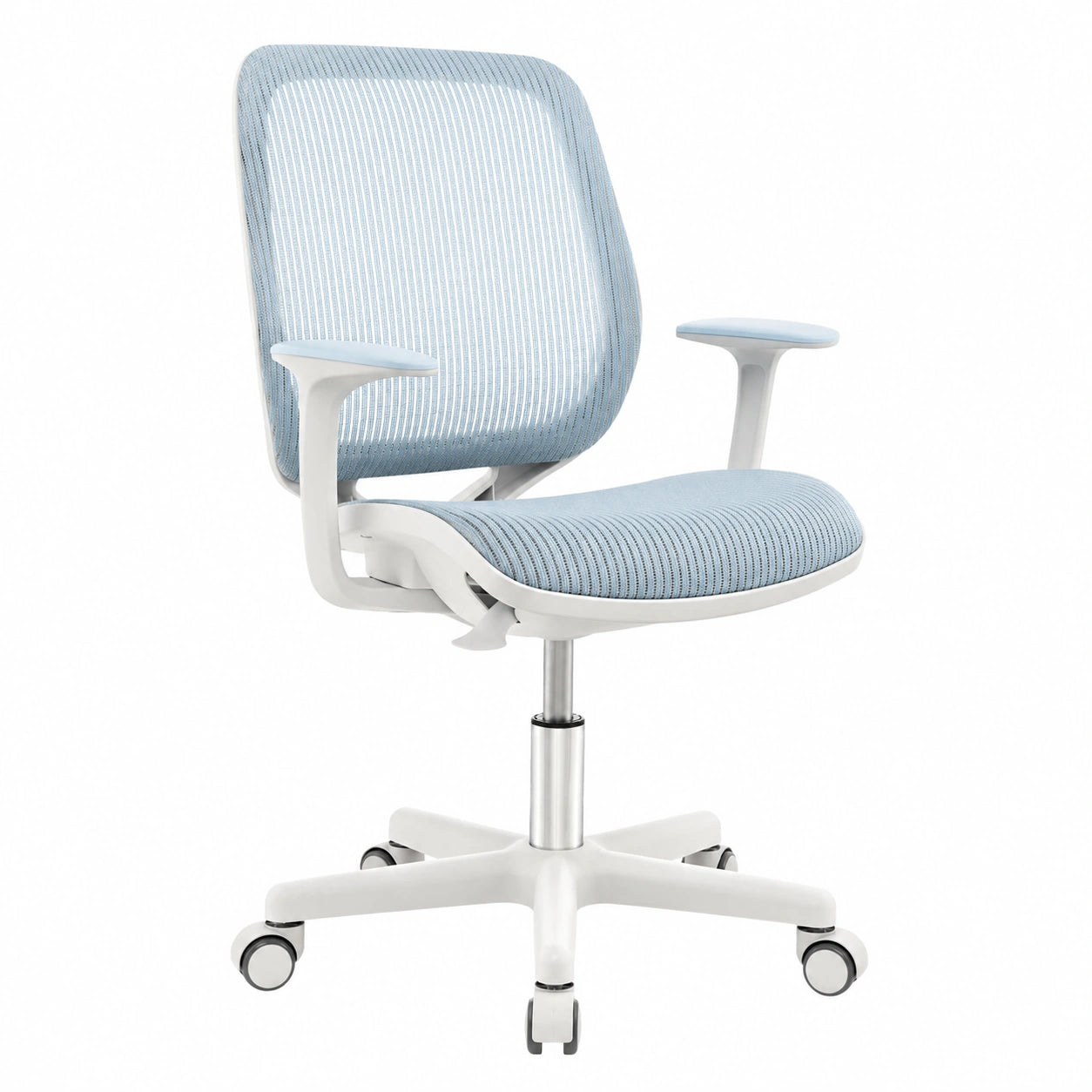 Ergonomischer Kinderdrehstuhl, 360° drehbar, Höhenverstellbar 43-55cm, mit Rollen und Armlehnen, für Kinder ab 6 Jahren, Blau