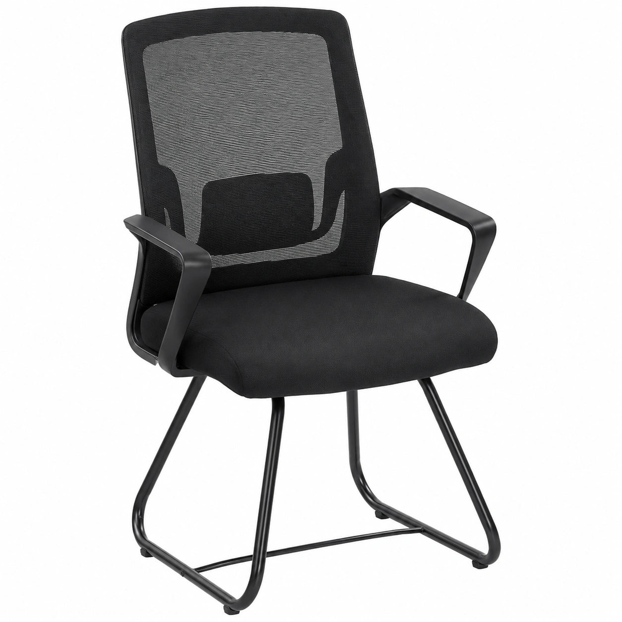 Ergonomischer Besucherstuhl mit Armlehnen und Netzrücken - Schwarz