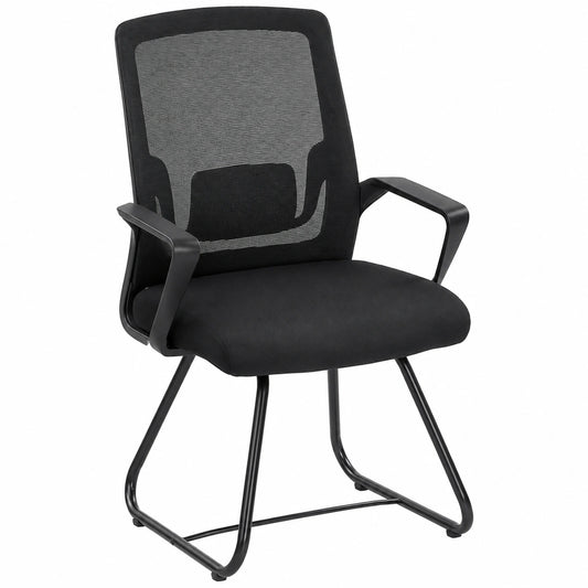 Ergonomischer Besucherstuhl mit Armlehnen und Netzrücken - Schwarz