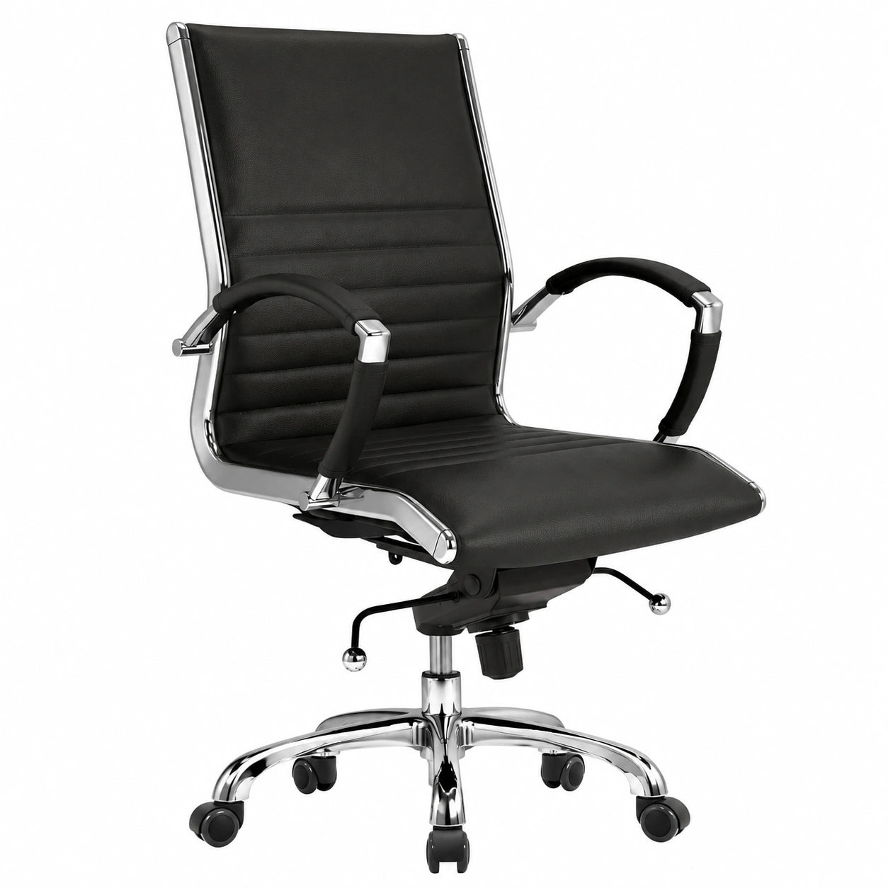 Hochwertiger Echtleder-Bürostuhl Montreal in Schwarz – Ergonomischer Stuhl für Büro und Home-Office, Höhenverstellbar 46-54cm, Belastbar bis 150kg