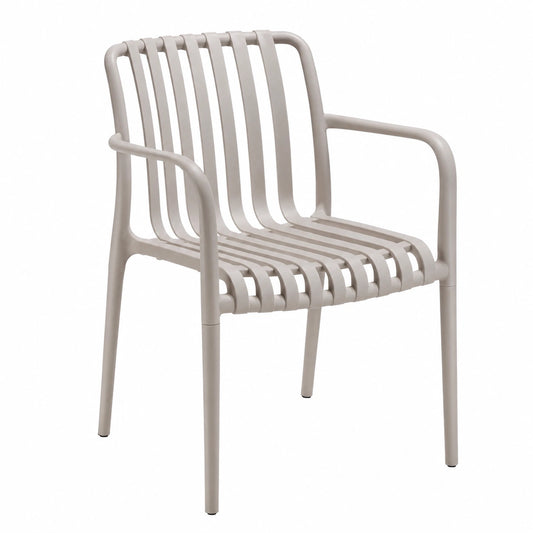 Tectake Gartenstühle, Stapelbares 6er Set für Balkon & Terrasse, Taupe