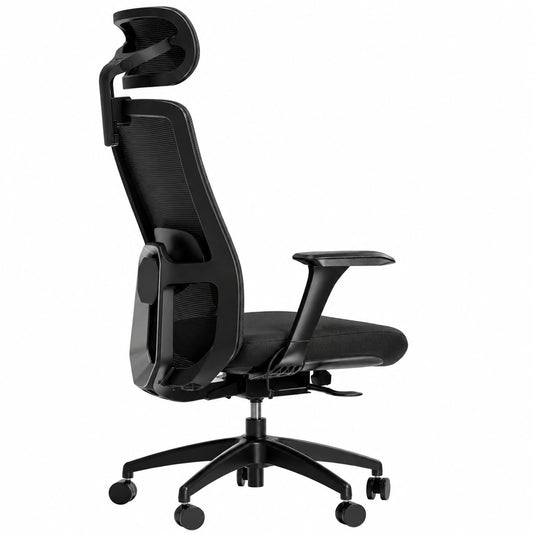 Ergonomischer Bürostuhl mit Lendenstütze, Höhenverstellung und Atmungsaktivem Gewebe - Modell SitOne Schwarz