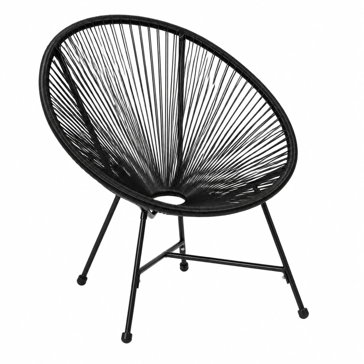 tectake? 2er Set Gartenstühle mit Beistelltisch Acapulco - Retro Design für Indoor und Outdoor - Schwarz
