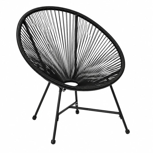 tectake? 2er Set Gartenstühle mit Beistelltisch Acapulco - Retro Design für Indoor und Outdoor - Schwarz