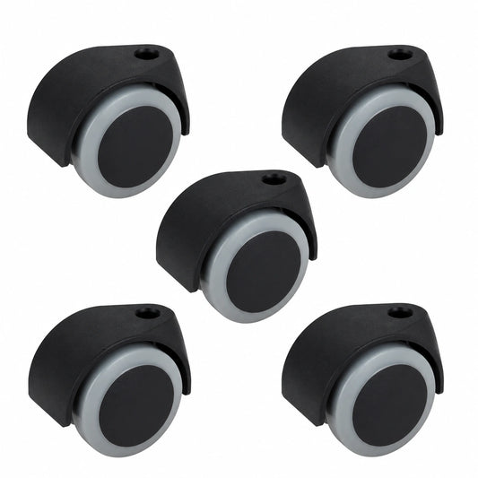 Drehstuhlrollen Set, 5 Stück, 50mm x 54mm für Büro, 120kg Tragkraft, 10mm Stift, Kunststoff