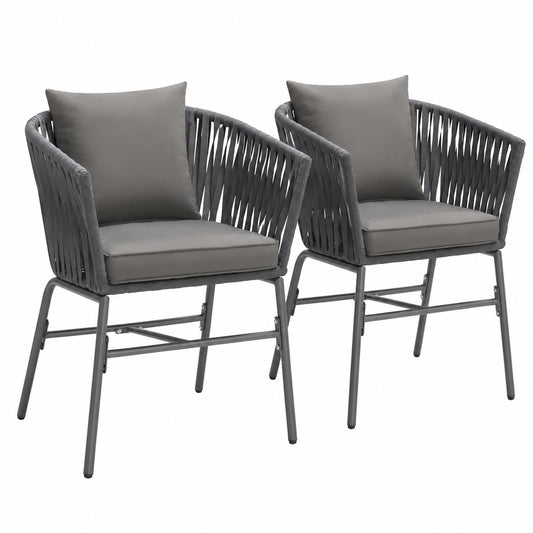 Hochwertiges Gartenstuhl-Set aus Geflecht mit Kissen, ideal für Terrasse und Balkon - 2er Set