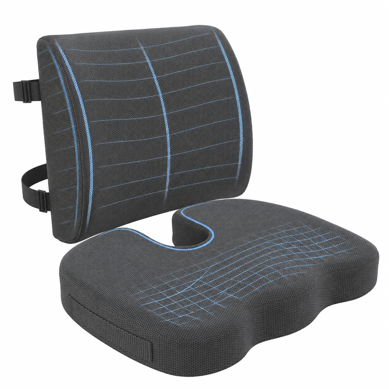 Ergonomisches Komfort-Kissen-Set mit Memory-Schaum für Büro- und Autositz