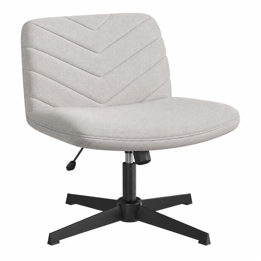 Ergonomischer Drehstuhl in Leinenoptik, Breite Sitzfläche, Höhenverstellbar, Hellgrau