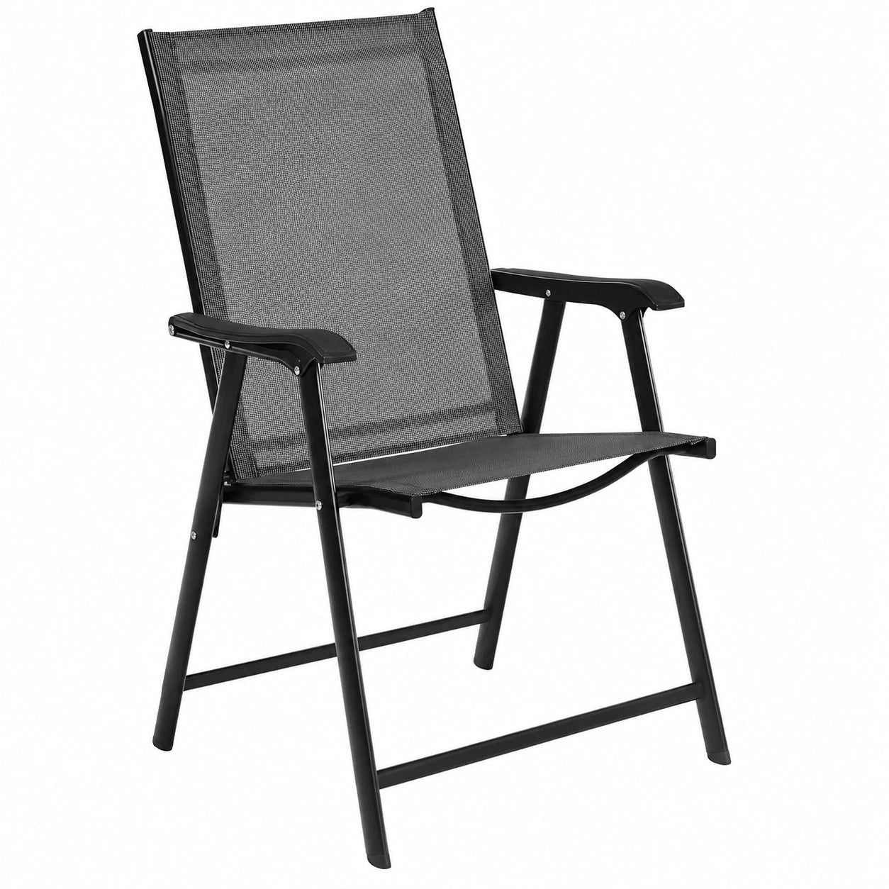 Yaheetech Klappbare Garten-Hochlehner Stühle, Set aus 2, Schwarz, bis 150 kg belastbar