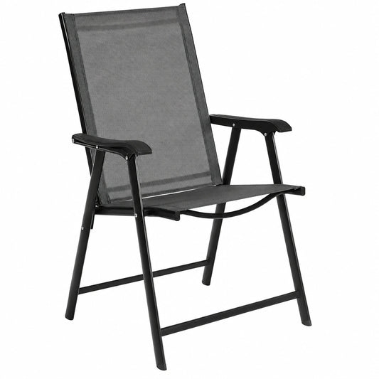 Yaheetech Klappbare Garten-Hochlehner Stühle, Set aus 2, Schwarz, bis 150 kg belastbar